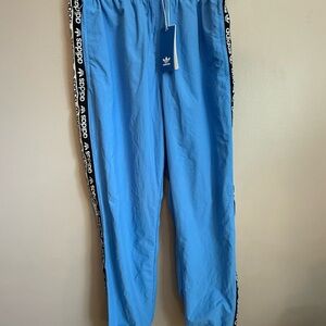 adidas Blue Sweatpants with Black and White Stripes